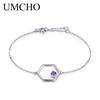 Natural Amethyst Gemstone Bracelets For Women Solid 925 Sterling Silver Purple Gemstone Chains Bracelet Fine Jewelry Gift