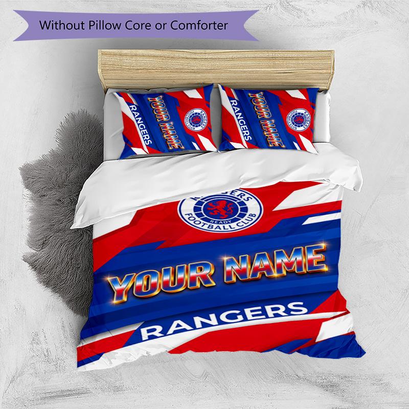 3pcs Glasgow Rangers Cover Set - Personalized Name, HD Printed Bedding with 1 Cover and 2 Pillowcases - Perfect for Home Decor, Easy Care