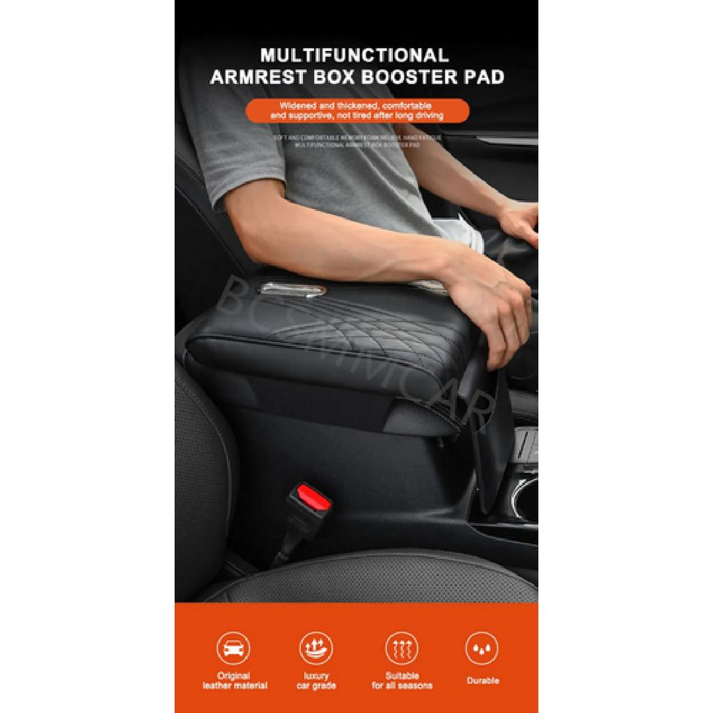 Leather Car Armrest Cushion Cover Center Console Box Elbow Rest Pad Protector