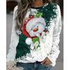 New Elegant Women's Long Sleeved T-shirt with Printed Pattern Round Neck Christmas Pullover Elegant and High-end Women's T-shirt