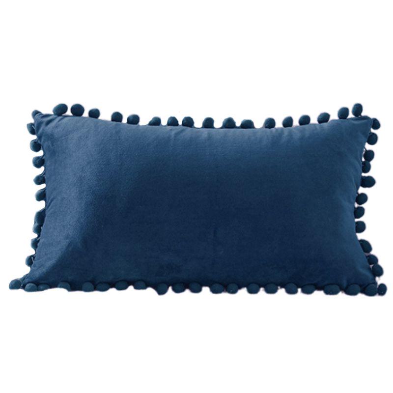 Скандинавская поясничная наволочка с помпонами, однотонная, декоративная, прямоугольная, оптовая продажа