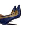 Snake Tail Dark Blue Fashionable High Heels, Sexy Party Shoes, Plus Size Women's Shoes 33-46