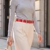 Solid Color Belts for Coats Leopard Print Waist Belt, Women Faux Leather Belt with Pin Adjustable Silver Buckle Buckle, Stylish Jeans Shirts