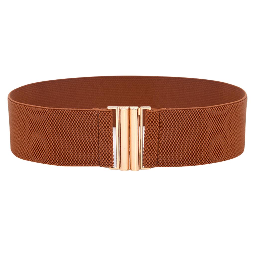 Fashion Lady Wide Belts Women Wide Elastic Belt Buckle Waist Dress Stretch