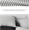 Striped Cotton Bed Sheet Set - 4 Pieces: Duvet Cover, Pillowcase, Single/Double