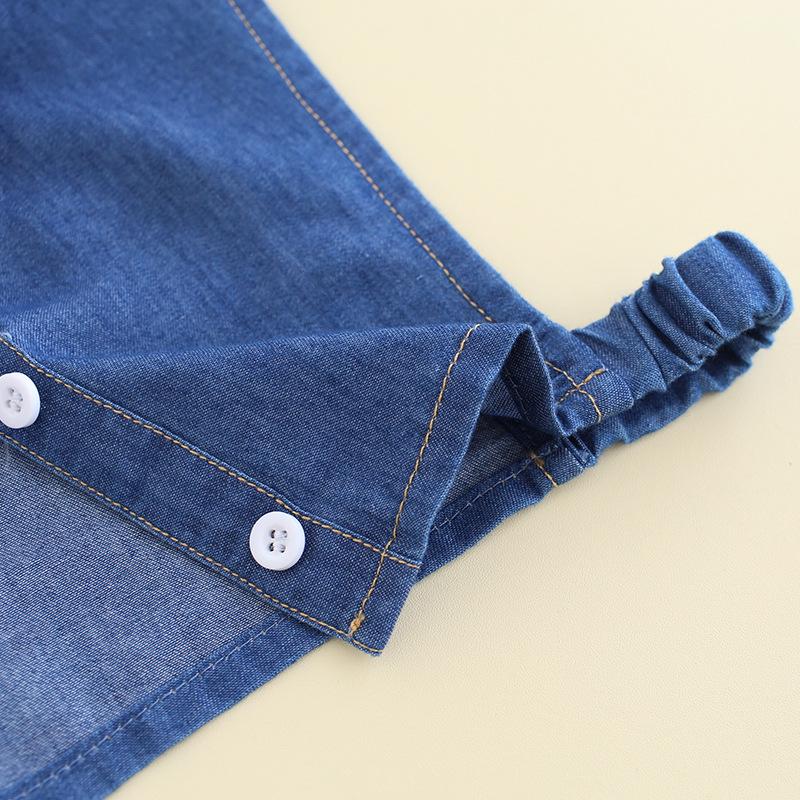 Детская универсальная хлопковая джинсовая рубашка с имитацией воротника для мальчиков и девочек, свитер с декоративным имитацией воротника B234