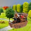 Didiseaon Micro Boat Figurine Landscape for Fish Tank, 3Inch Mini Ceramic Vintage Boat Ornament for Garden Bonsai Sand Table Crafts