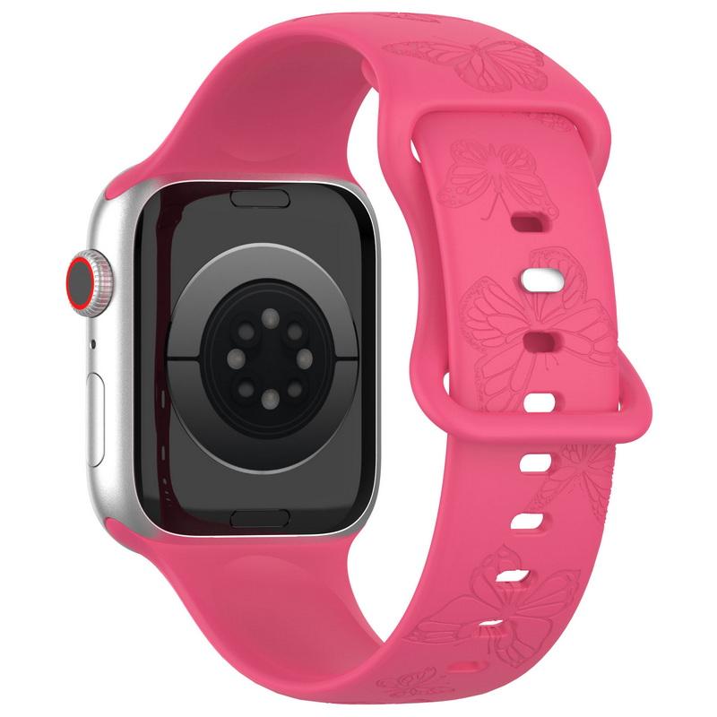 Мягкий силиконовый ремешок для часов 38/40/44/49 мм для Apple Watch 1/2/3/4/5/6/7/8/Se/9, ультра однотонный ремешок для часов с бабочкой, аксессуары, универсальный