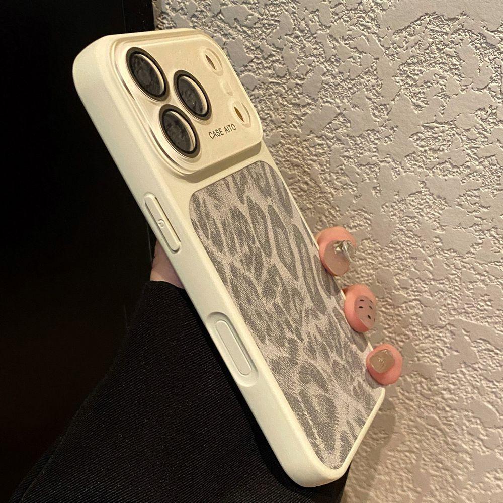 Роскошный Чехол для Телефона с Текстурой Кожи Леопардового Принта Для iPhone 17 16 15 14 Pro Max 13 Защита Кристаллической Линзы Ударопрочный Матовый Чехол