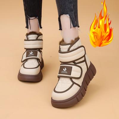 Женские зимние ботинки для улицы, бархатные хлопковые туфли, зимние, из мягкой кожи, водонепроницаемые и нескользящие, женская повседневная обувь