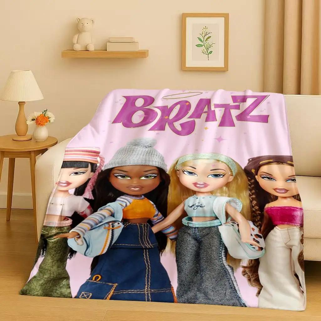 New Cartoon Bratz Doll Girl Flannel Blanket,Ultra Soft Warm Plush Throw for Home Bedroom Bed Sofa Cover Office Gift Kids Picnic