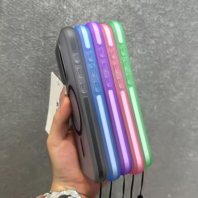 Для Magsafe Матовый Магнитный Чехол Candy Для iPhone 16 Pro Max 15 14 13 12 Ремешок На Запястье Кистевой Ремешок Прозрачный Желейный Бампер Чехол
