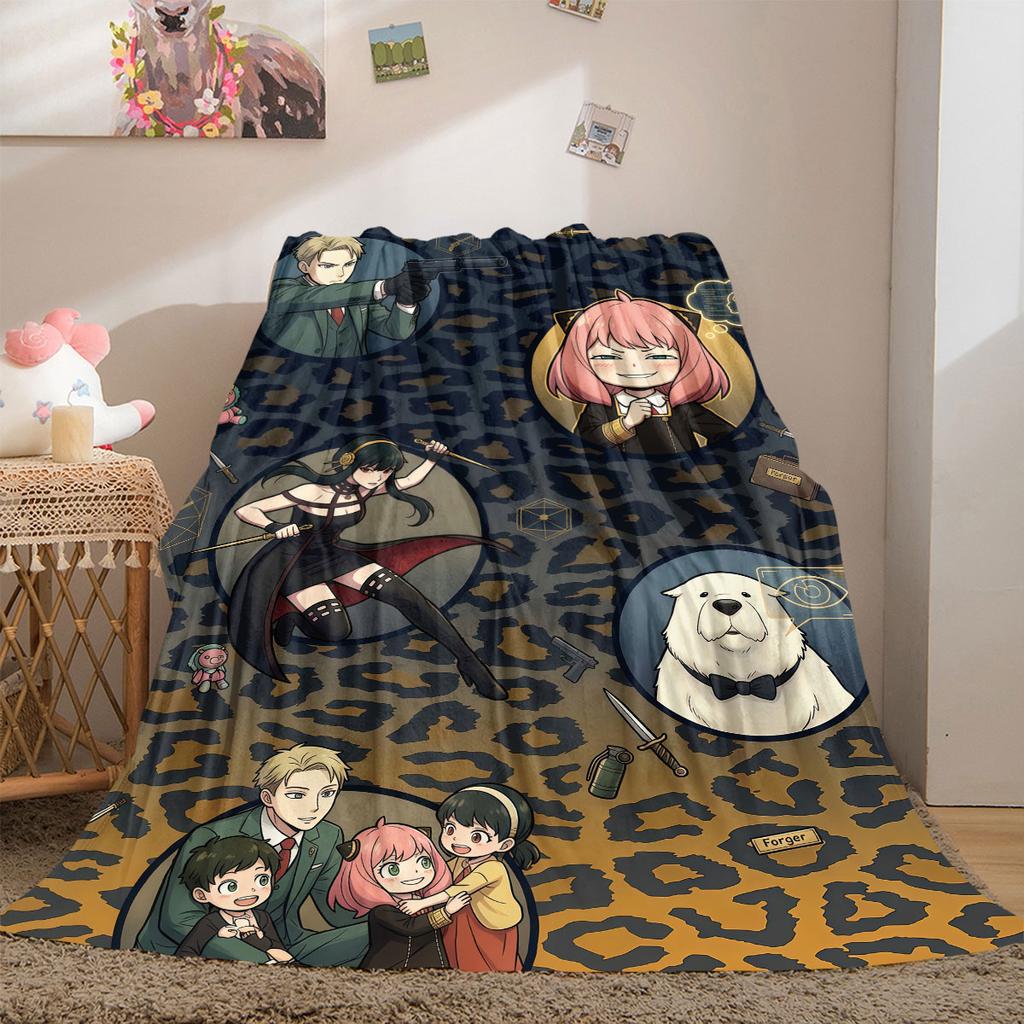 Spy x Family Anime Style Flannel Blanket, Vivid Print for Bed and Chair, Warm Home Textile, Lightweight Outdoor Use_LIAN