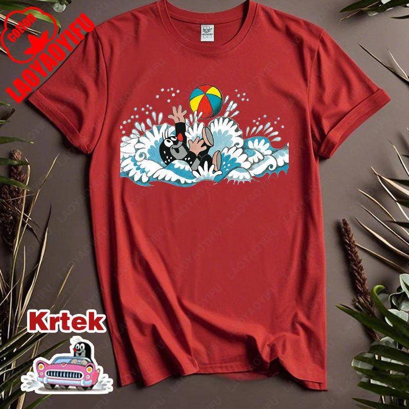 История Кротика Krtek Винтажный Мультфильм Аниме Футболка с Коротким Рукавом Мужская Женская Хлопок Круглый Вырез Повседневная Свободная Смешная Детская Модная Футболка