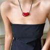 Irregular Enamel Heart Pendant Necklace Adjustable Black Rope Necklace Jewelry