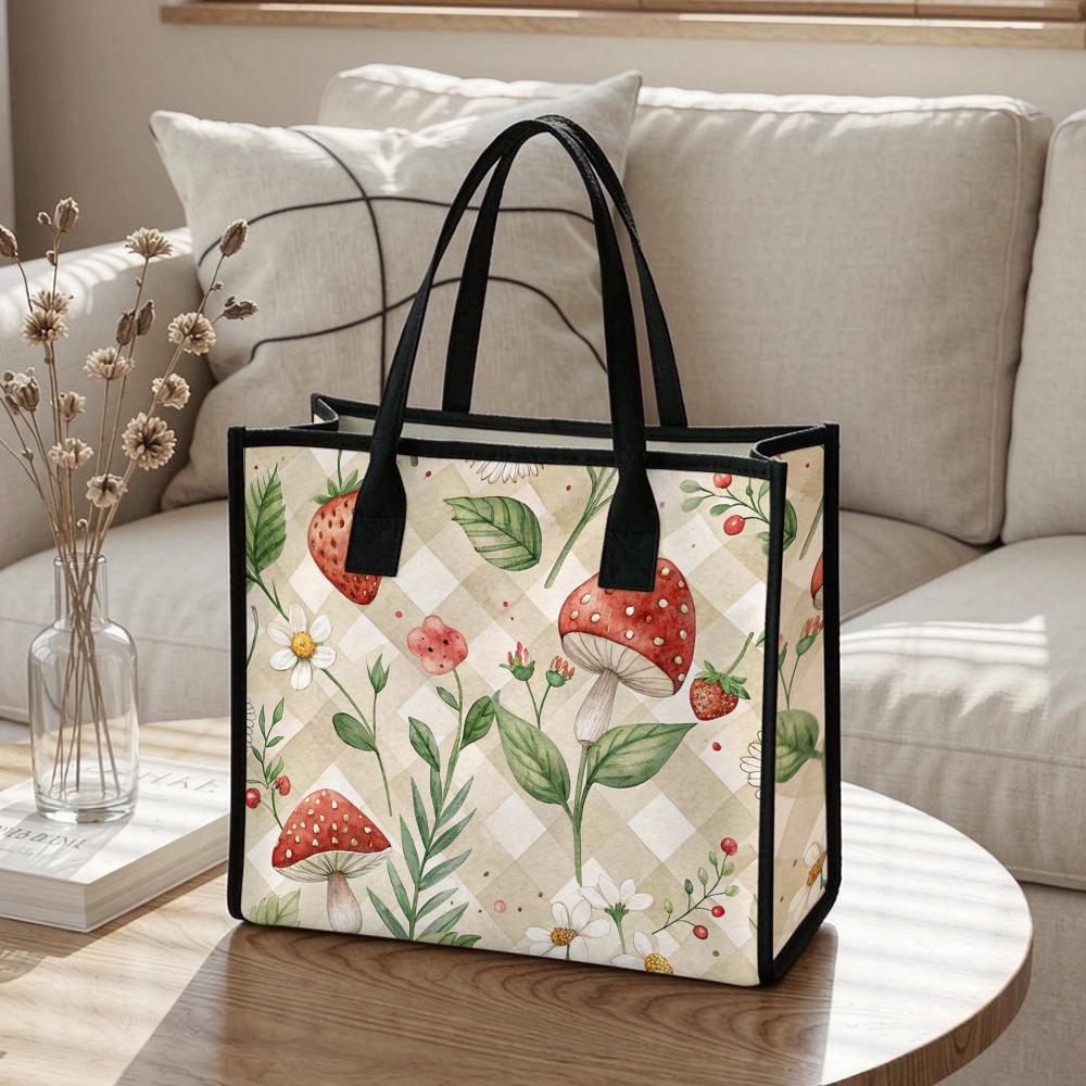 Cute Forest Pattern Tote Bag Stylish Casual Daily Carry Handbag For Women Outdoor Shopping Travel Use