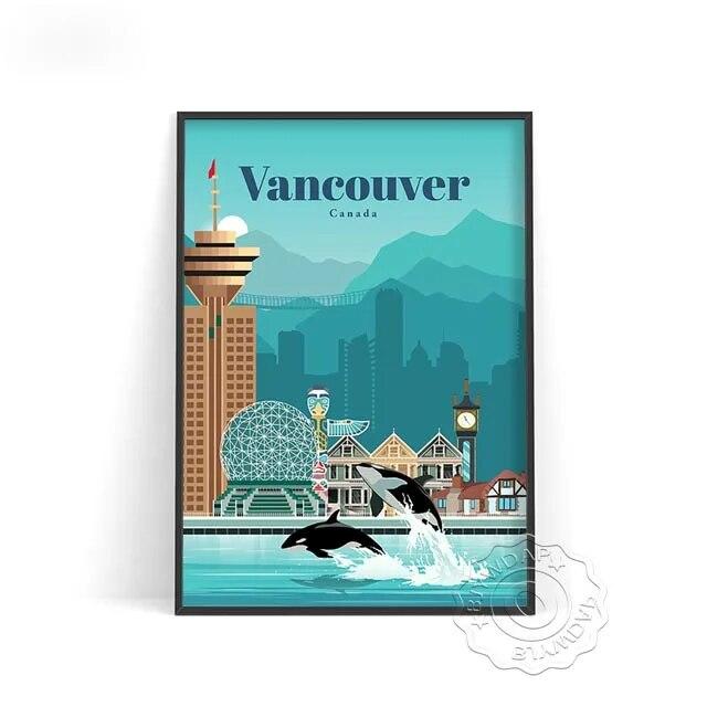 Плакат о путешествиях по городам мира, Япония Токио Плакат Осака, Испания Мадрид Акварельный принт, Флоренция Милан Сантьяго Чикаго Декор стен без рамки