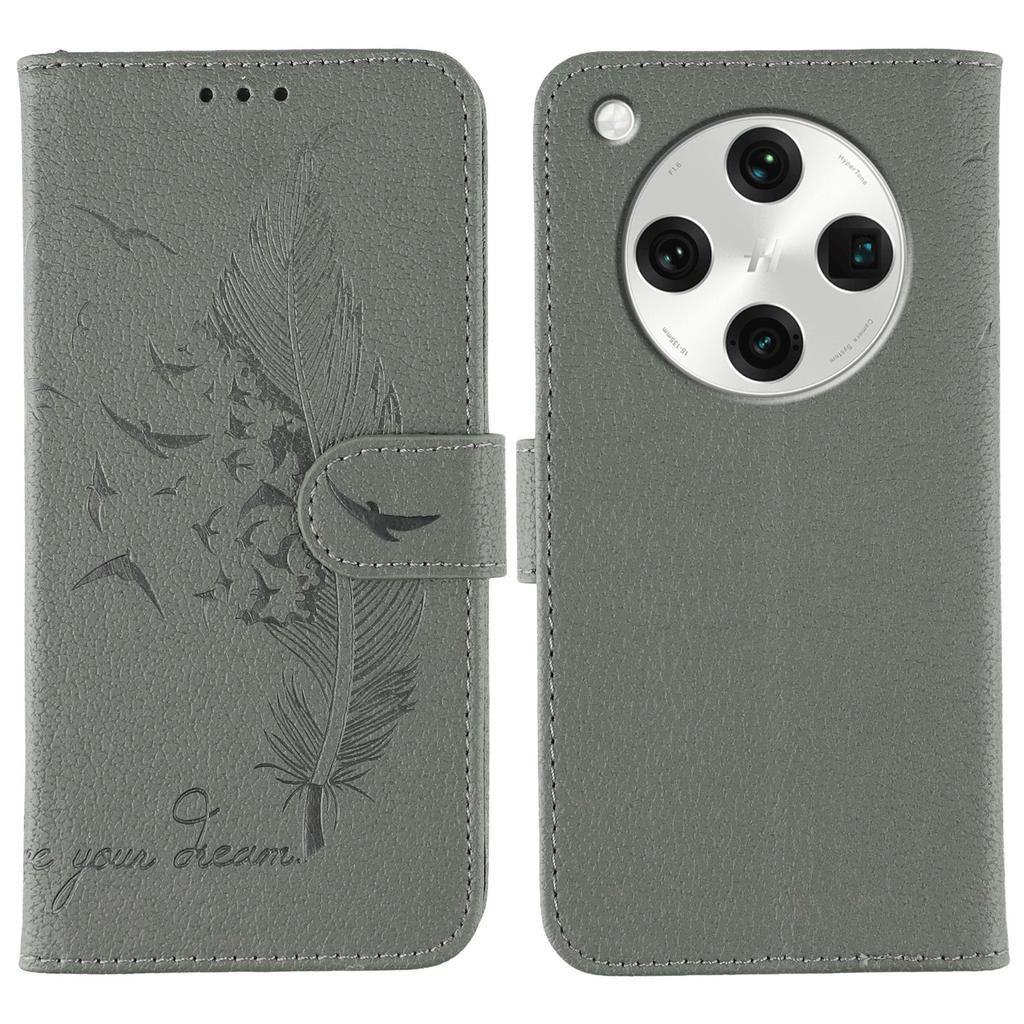 For Oppo Find X8 Pro 5G Case Feather Imprint PU Leather Wallet Phone Cover