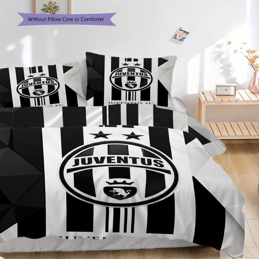 Juventus Football Club Emblem Design Three-piece set (1 * duvet cover + 2 * pillowcase, without core) Bedding set Duvet cover and pillowcase