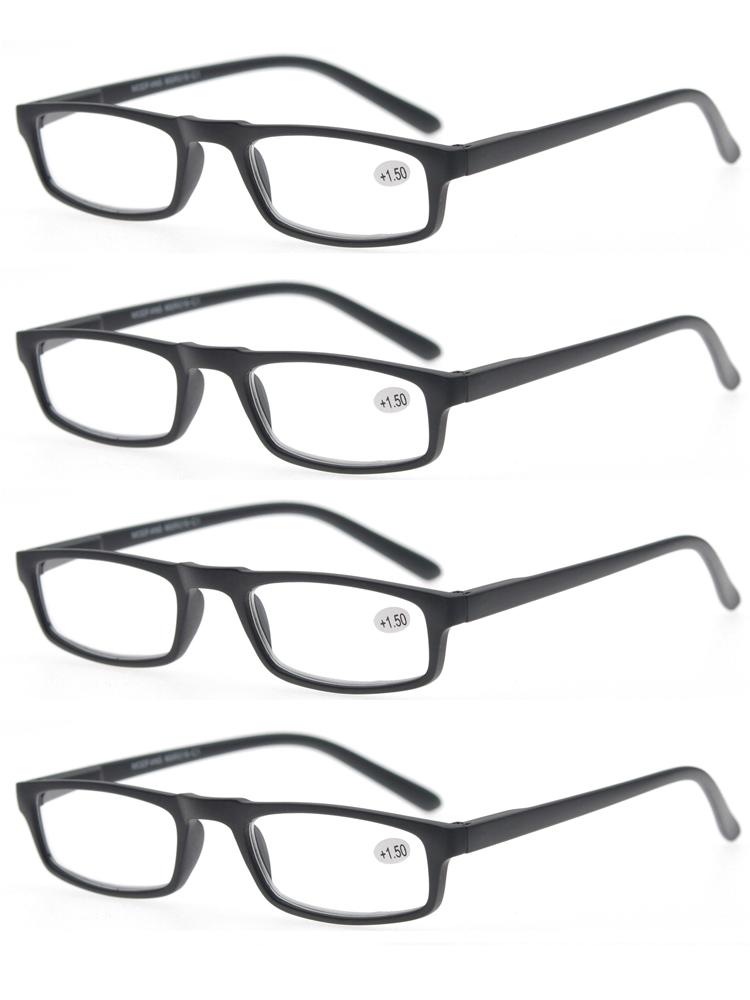 MODFANS Очки для чтения - 4 пары модных очков для чтения с узкой оправой и пружинными петлями для мужчин и женщин