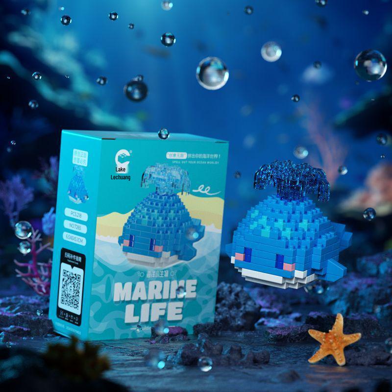Совместимо с Lechaochao Lechuang Shark Model Marine Life Building Blocks Toy для детей