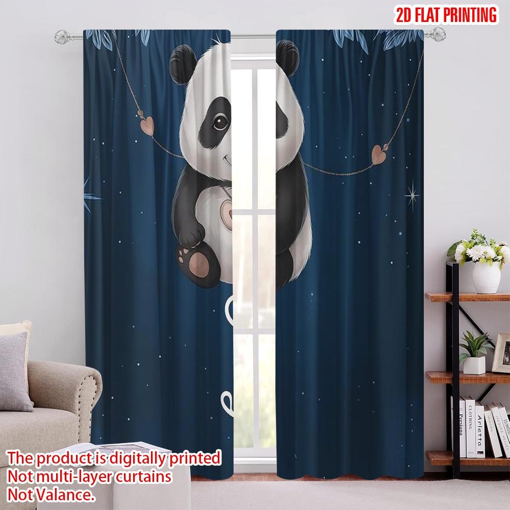 2 шт., 2D принт шторы и оконное убранство Panda Dreams 100% полиэстер (без стержня) Уличные украшения для спальни,