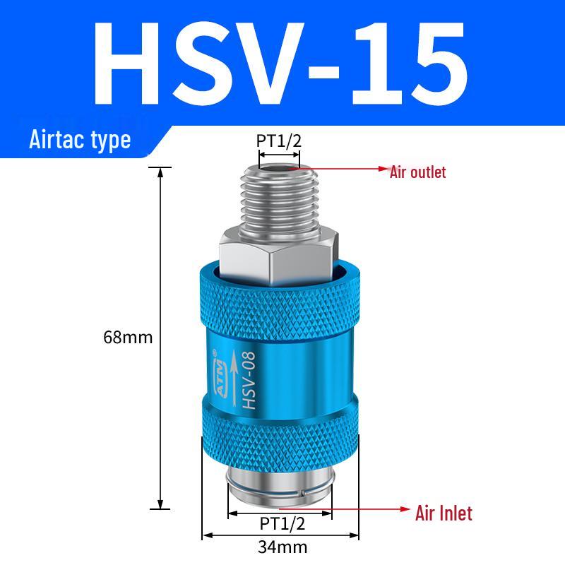 Пневматический раздвижной ручной клапан HVS-08/10/15, двойная внутренняя резьба, переключатель сдвига с ручным нажатием и выхлопом, 1/2/4 порта