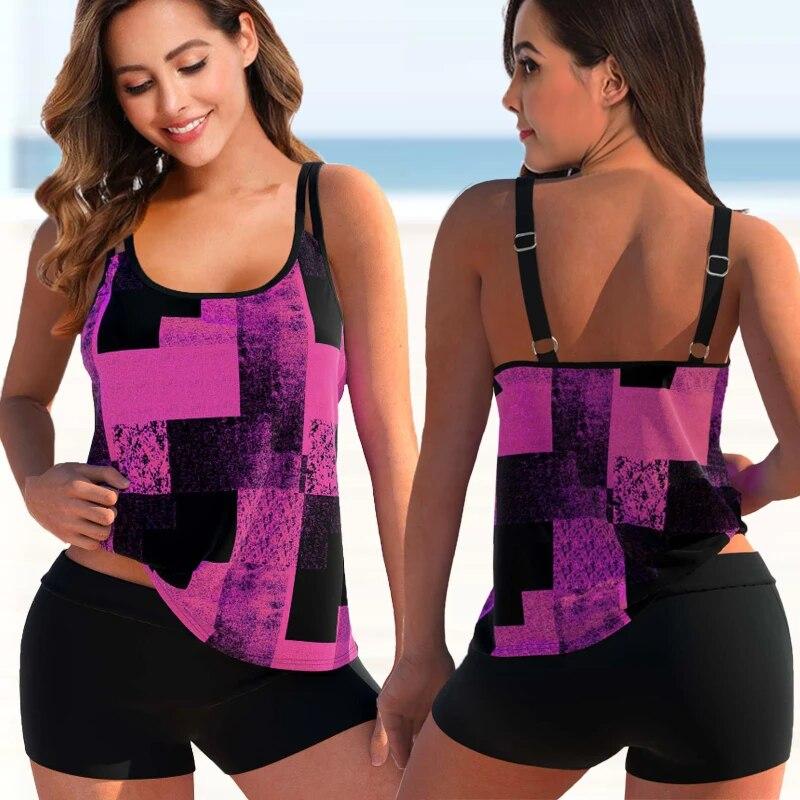 2024 Women Beachwear Swim Tankini Monokini Swimwear Bathing Suit Two Pieces Swimsuits Plus Size Printed Tankinis