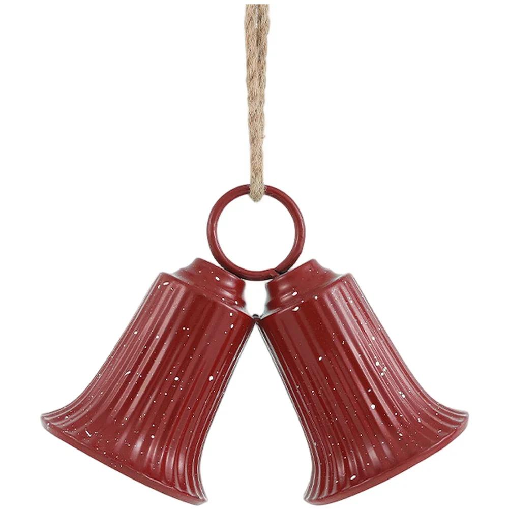 Large Christmas Double Bell Ornament Iron Craft Decor Hanging Decoration Christmas Tree Pendants Handcrafted Berry