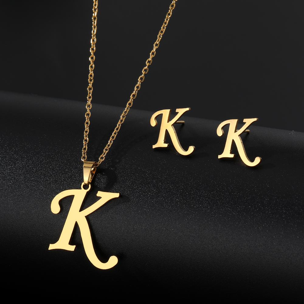 2023 Новые студенческие серьги, милые роскошные серьги-ожерелья, набор серег с буквами AZ, ожерелье, серьги, набор украшений, комплект из трех частей, серьги