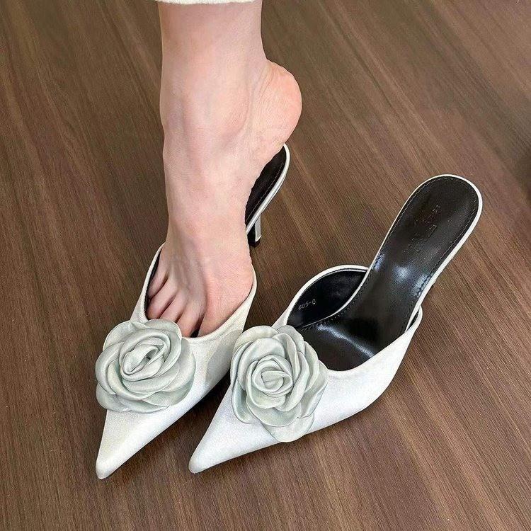 Женские тапочки с острым носком, летние новинки 2024 года, сладкие розовые туфли на тонком высоком каблуке, женские модные туфли для выпускного вечера, туфли-лодочки