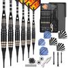 Дротики CareGames с пластиковыми мягкими наконечниками, 6 шт., 50 дополнительных наконечников для дротиков, 12 дротиков, 9 алюминиевых стержней, 2 протектора для стрел и гаечные ключи для электронных