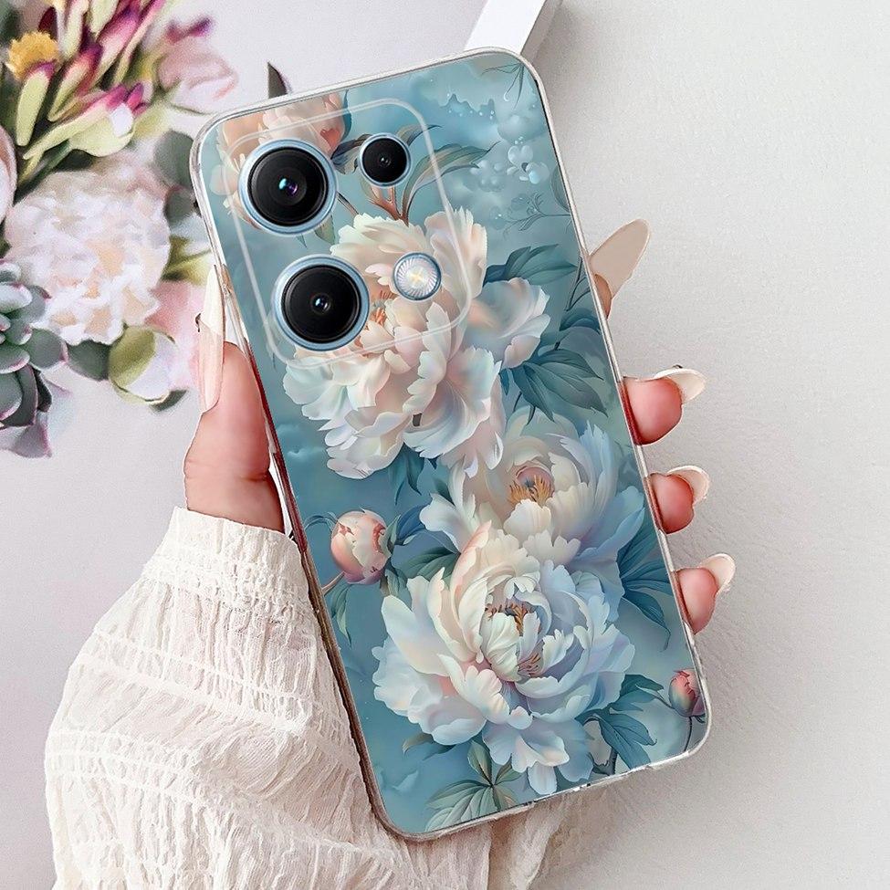 Clear For Redmi Note 14S 4G Case Cover Luxury Butterfly Love Fashion Flowers Cool Lion Cute Painted Soft Casing