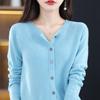 Women S Round Neck Knitted Cardigan Long Sleeve Autumn Outerwear