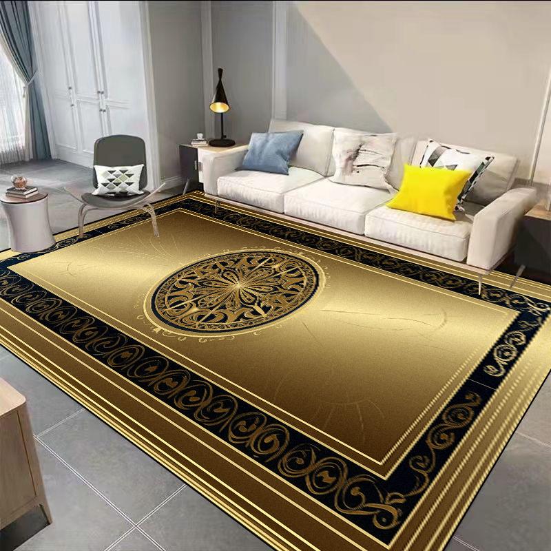 Золотой Декор Ковер для Гостиной Роскошный Холл Отеля Зона Дивана Нескользящий Коврик для Пола Дом Спальня Гардеробная Прихожая Декоративный Ковер