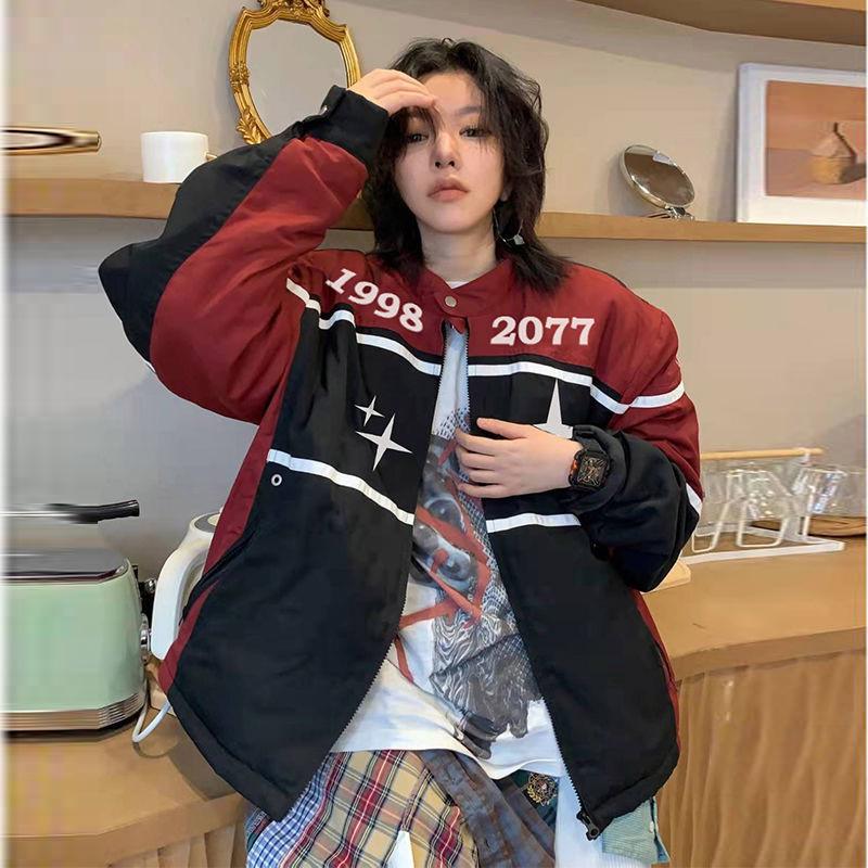 Женская модная винтажная американская мотоциклетная куртка - весенний бейсбольный стиль
