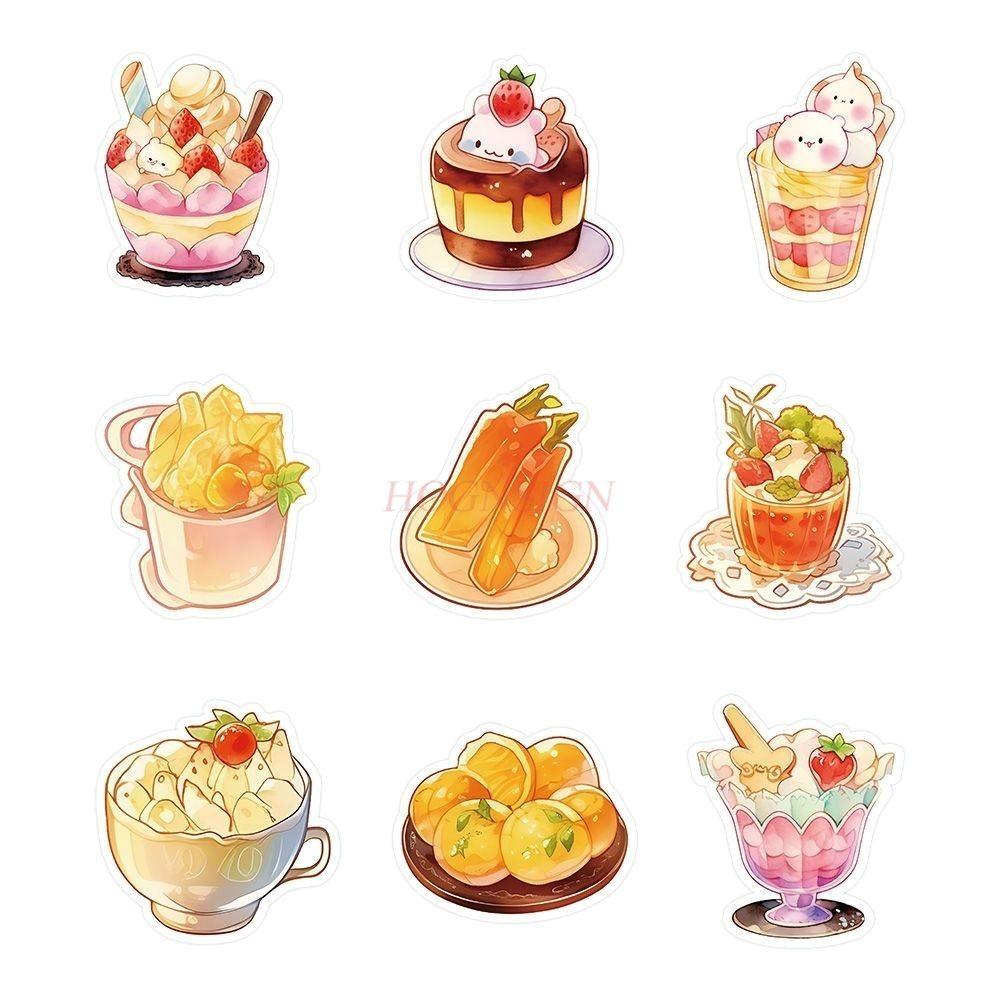 1set Food desserts Dim sum food series stickers cute mobile phone case decoration diy waterproof stickers