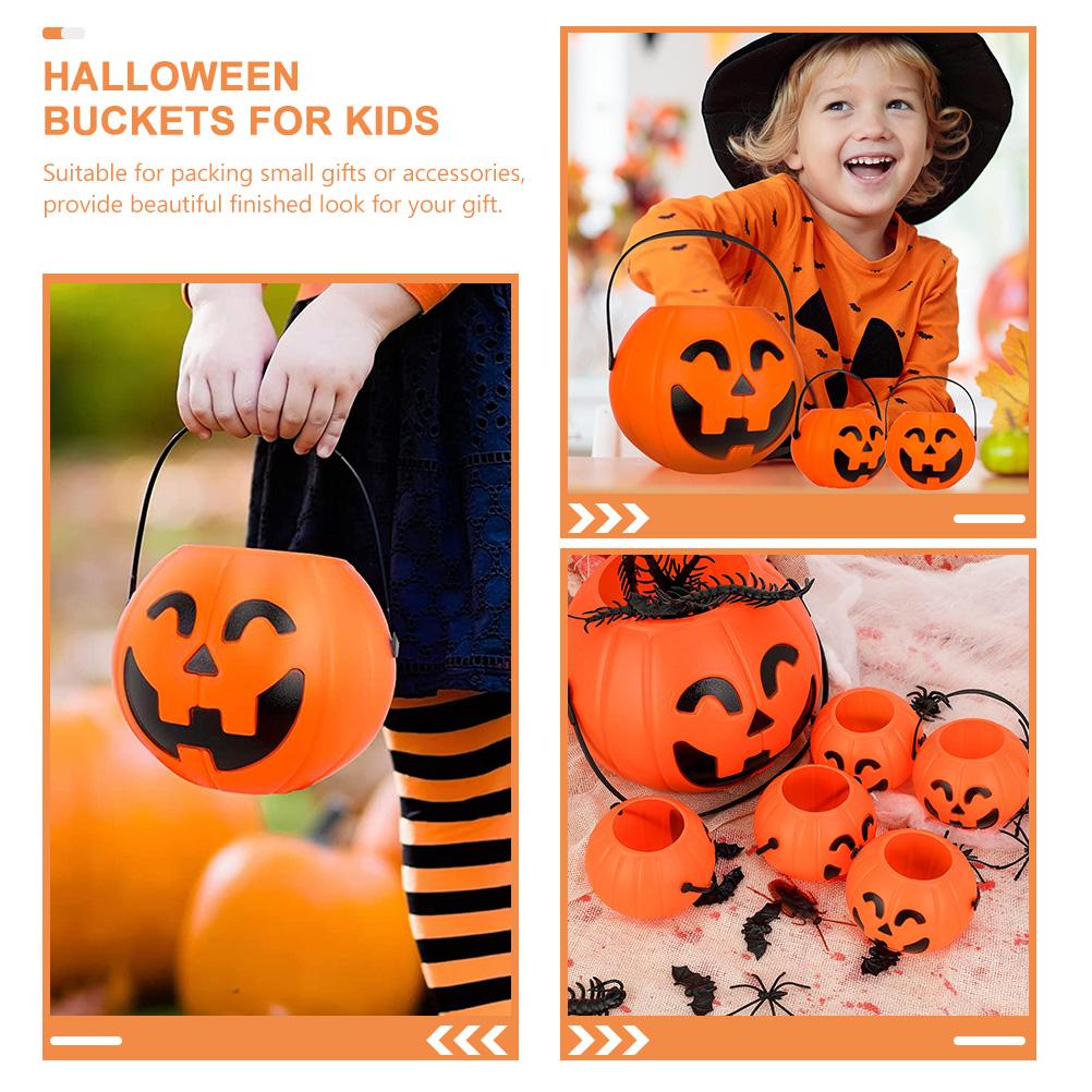 6 шт. Декор подноса Хэллоуин Наклейки Ведро с тыквой Детские украшения Пластиковые ведра с ручками Конфетница Ребенок