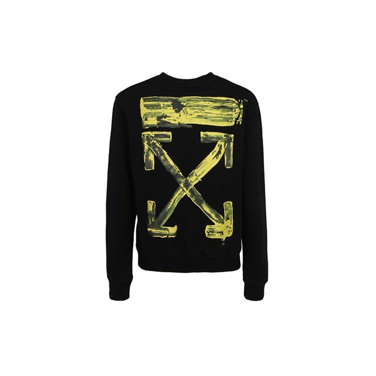 Off-White Акриловые стрелы Slim Crewneck черный / желтый мужские топы OMBA025F19E300101060