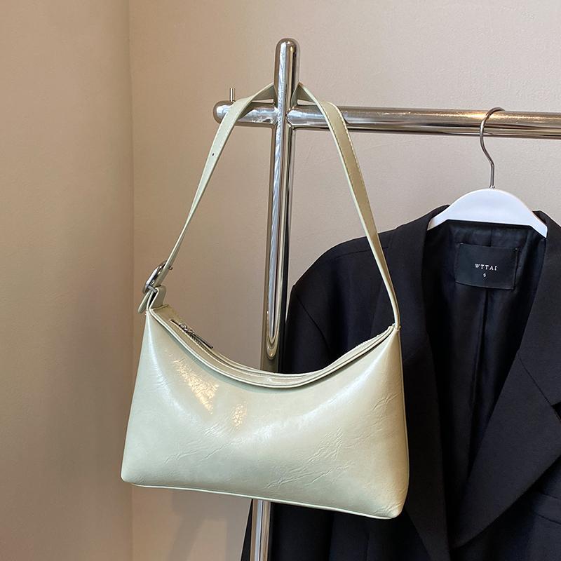 Простая сумка через плечо, женская, новая модная, однотонная, универсальная, наплечная сумка, французская, женская, мягкая, кожаная сумка
