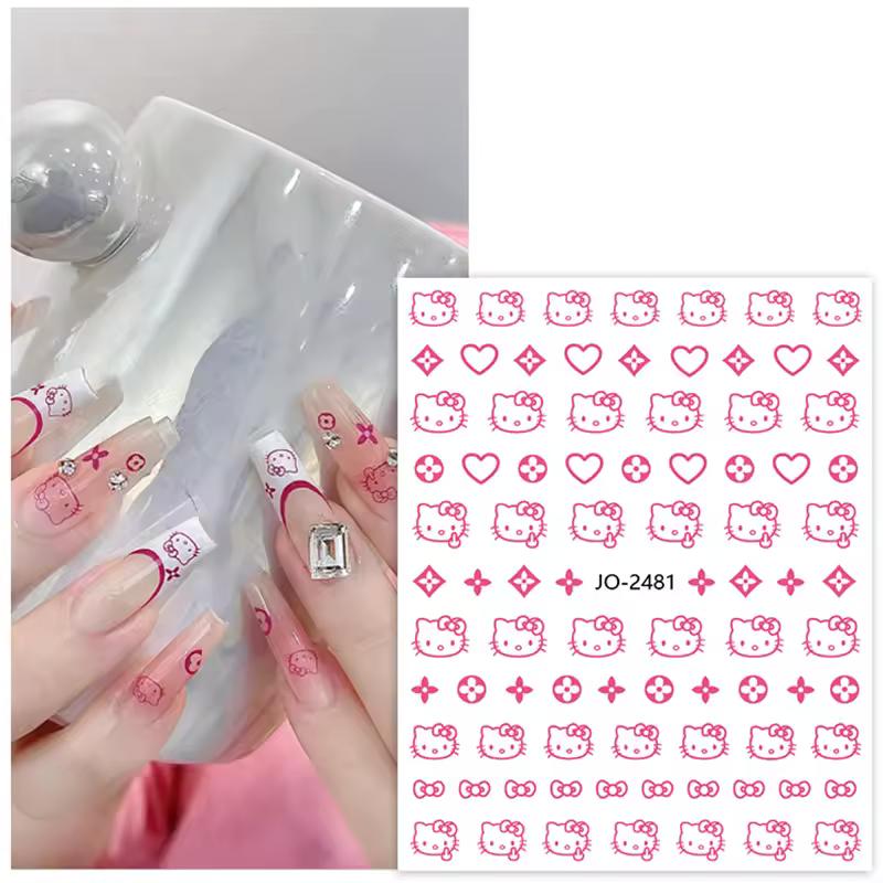 5 шт. мультяшные наклейки для ногтей Kt Cat для женщин и девочек, милые наклейки для украшения ногтей, модные милые наклейки для подарков на праздники