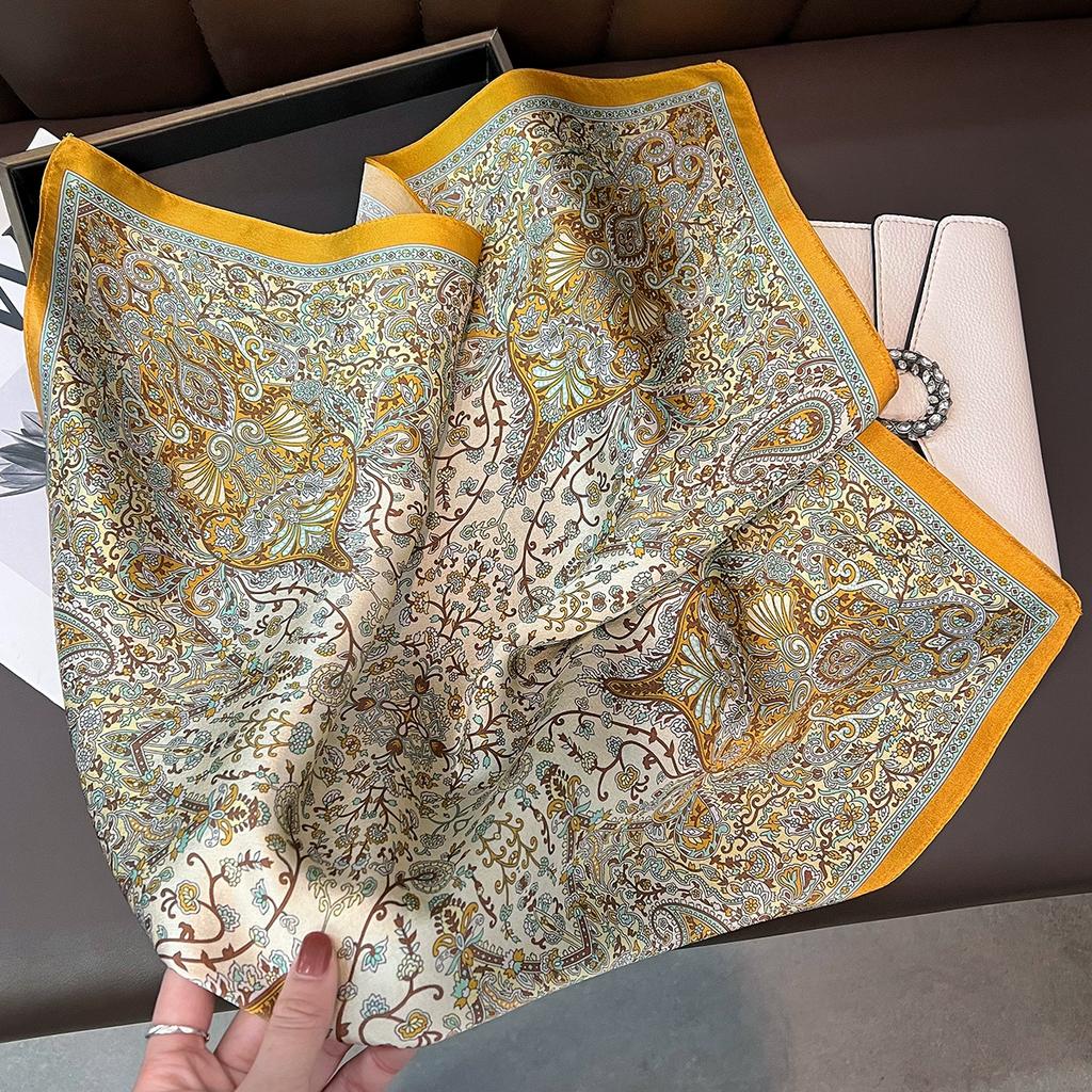 New 100% Natural Real Silk Scarf Women Bandana Square Scarves Wrap Kerchief Mulberry Fashion Luxury High Quality Hijab For Lady