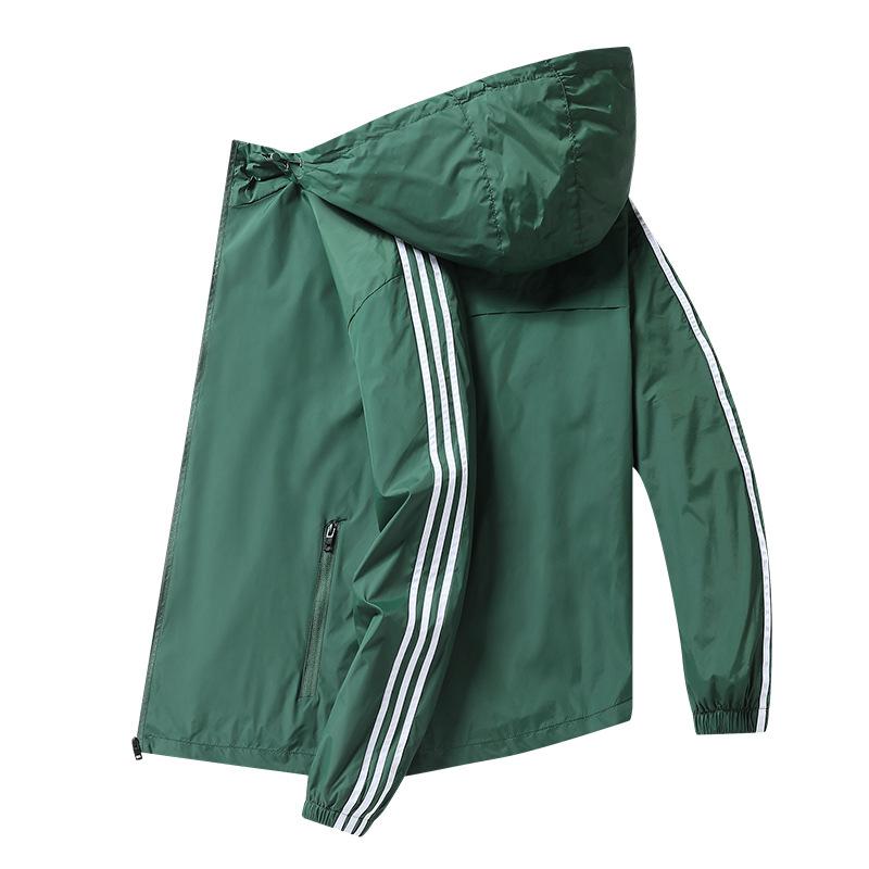 Куртка мужская весенняя куртка с капюшоном повседневная спортивная три полоски тонкий топ модная мужская одежда