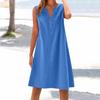 Женское хлопковое и льняное платье, летнее, без рукавов, удобное, дорожная, пляжная одежда, модная, весенняя и летняя, одежда для отдыха