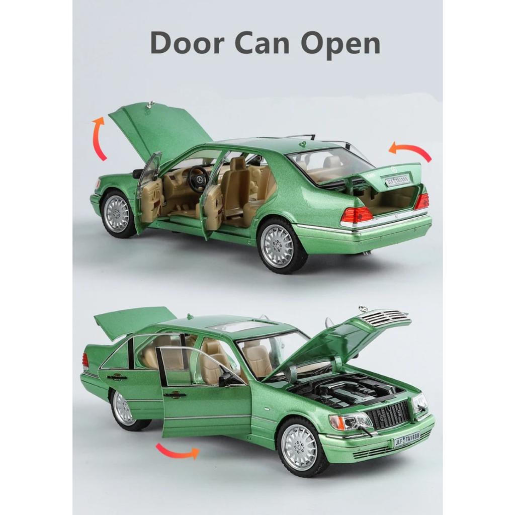 1/24 Benz W140 320SEL Alloy Vintage Car Diecast Metal Classic Car Toy Model Sound Light Pull Back Collectibles Children Birthday Gift