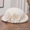 Elegant French 3D Flower Wool Beret for Women - Japanese Style Autumn/Winter Hat with Curled Brim.