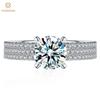 100% Стерлинговое Серебро 925 пробы, сверкающее круглой огранки, 6,5 мм, 1 карат, 3EX VVS1, цвет D, настоящий муассанит с бриллиантами, женское кольцо, свадебное обручальное ювелирное изделие