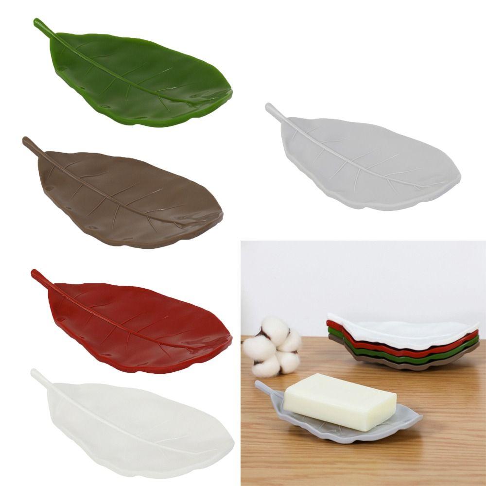 Storage Holder Stand Tray Soap Box Leaf Shape Soap Container Tray  Bathroom Kitchen Sink Organizer