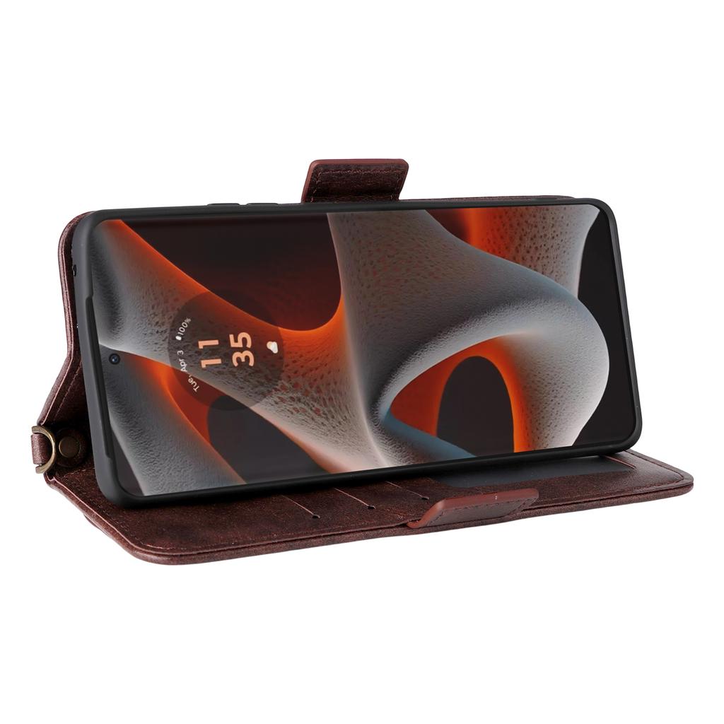 Кожаный чехол для Motorola Edge 50 Pro 5G с магнитной застежкой, кошелек-подставка, чехол для телефона с ремешком через плечо