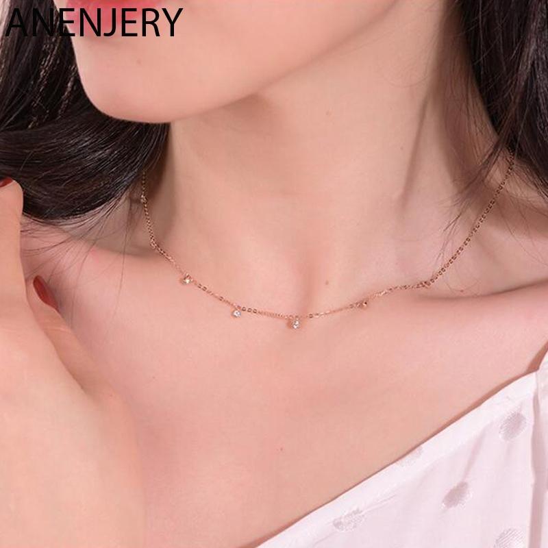 ANENJERY Ожерелье с кисточками из нескольких цирконов для женщин, простое индивидуальное колье, европейские украшения